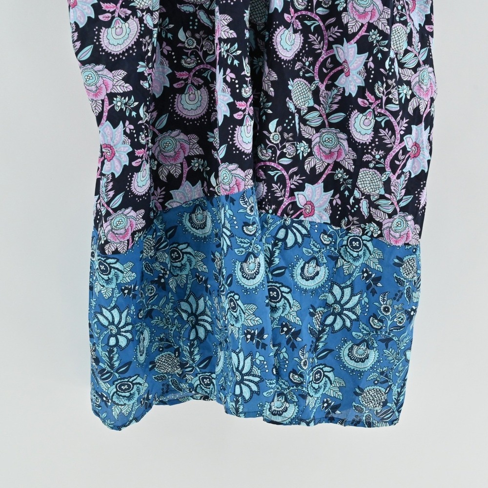 Millie Resort Travel Floral Dress Size L Blue Paisley Bohemian Cotton India Boho - Picture 10 of 13